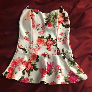 Floral white tube top